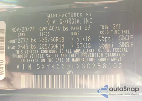 2025 Kia Sportage Ex from USA, damaged, VIN 5XYK33DF2SG288102